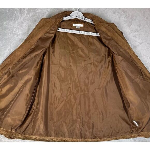 Coldwater Creek Brown Suede Leather Jacket Womens XL Coat Full Zip Western READ - Picture 3 of 12